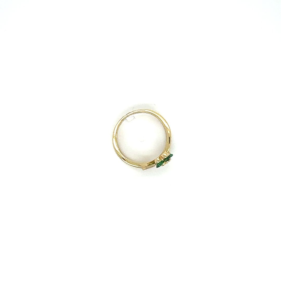 14K Emerald Flower and Bypass Ring