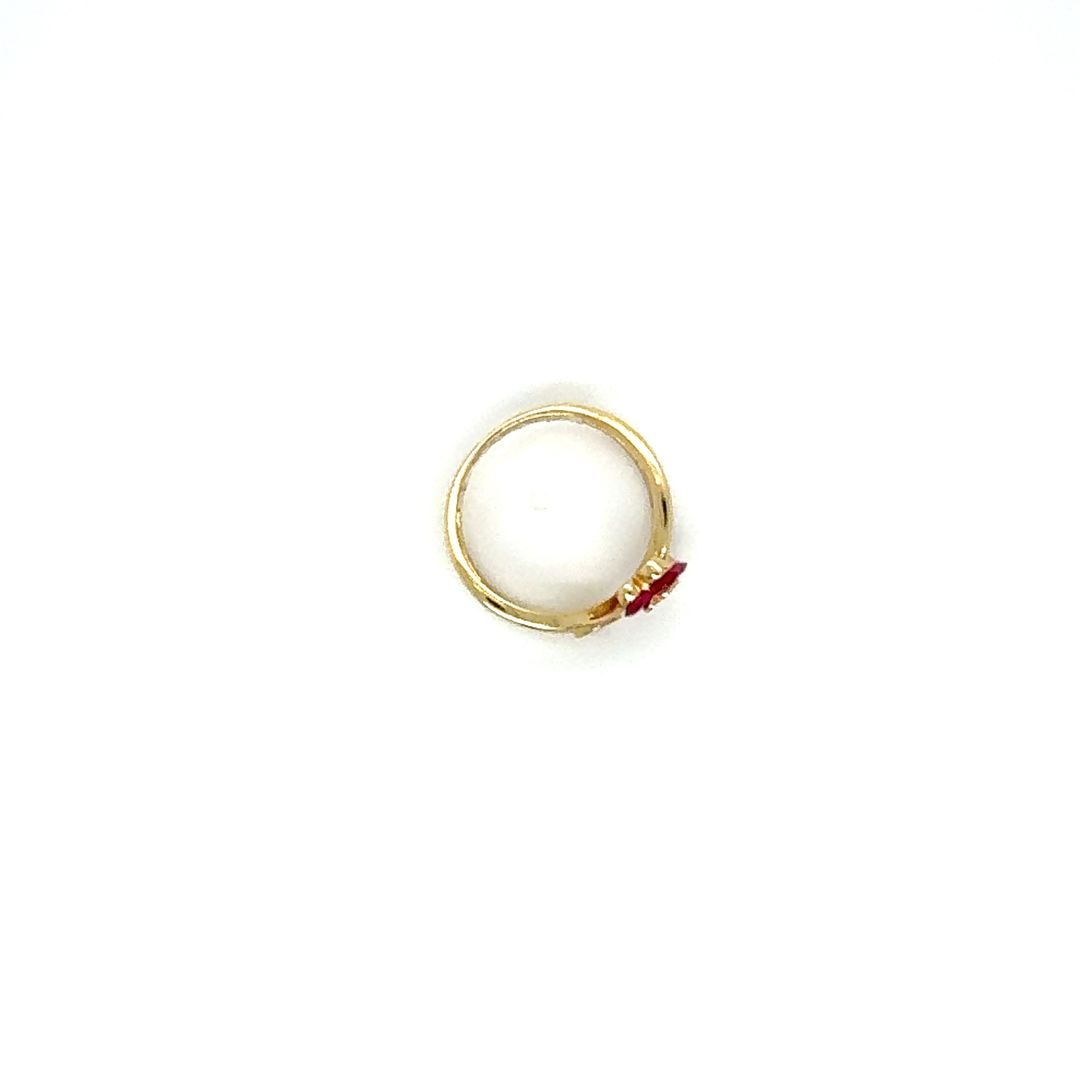 14K Ruby Flower and Bypass Ring