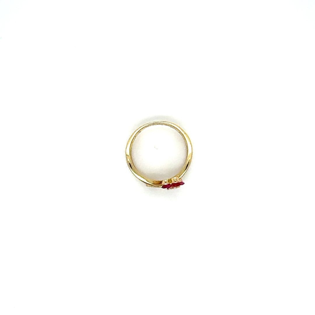 14K Ruby Flower and Bypass Ring