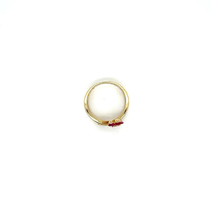 14K Ruby Flower and Bypass Ring