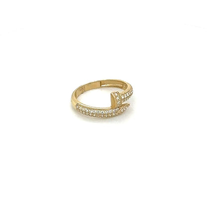 14K Minimalist Gold Nail Ring with Stones