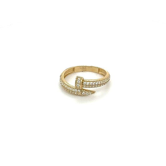 14K Minimalist Gold Nail Ring with Stones