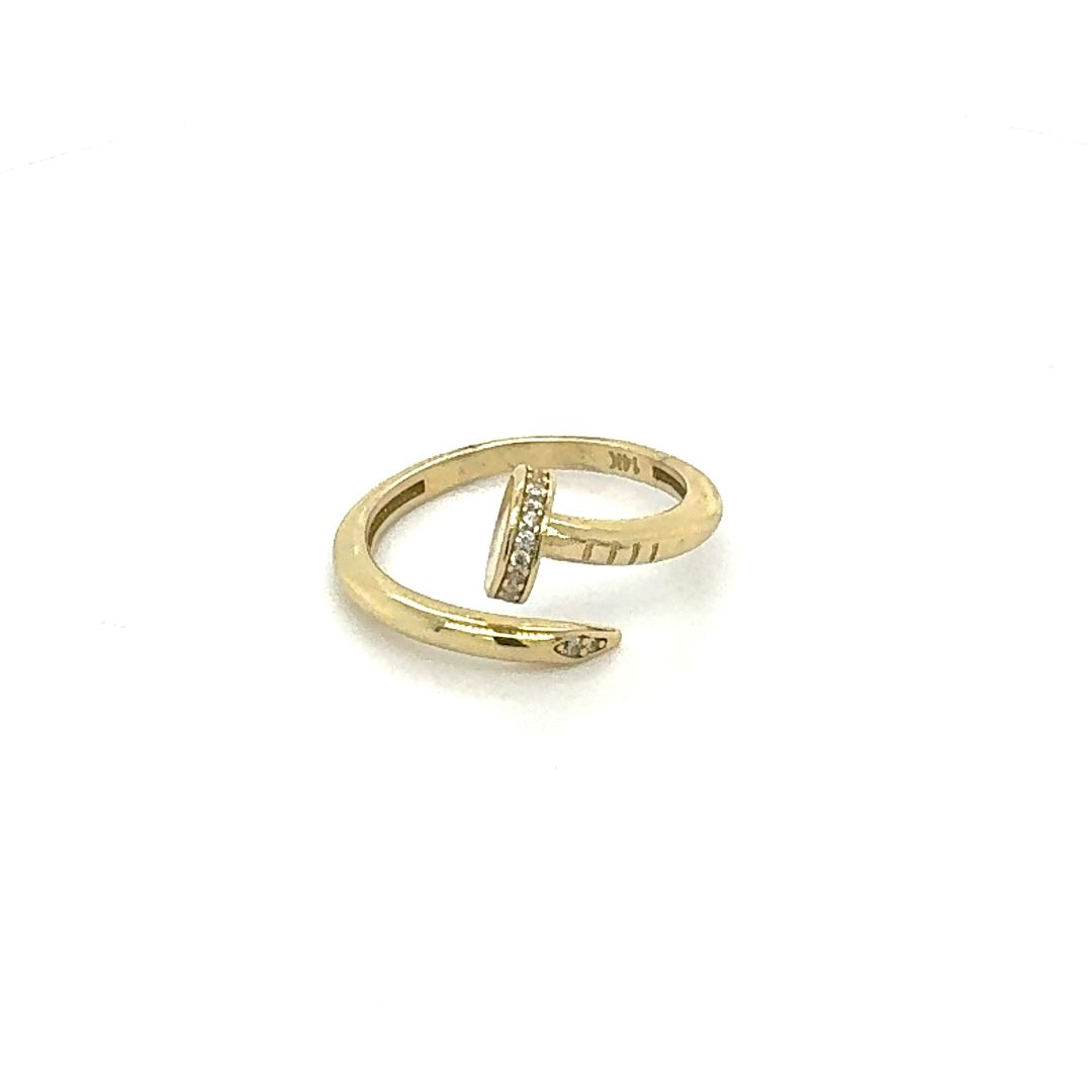 14K Modern Nail-Inspired Gold Ring