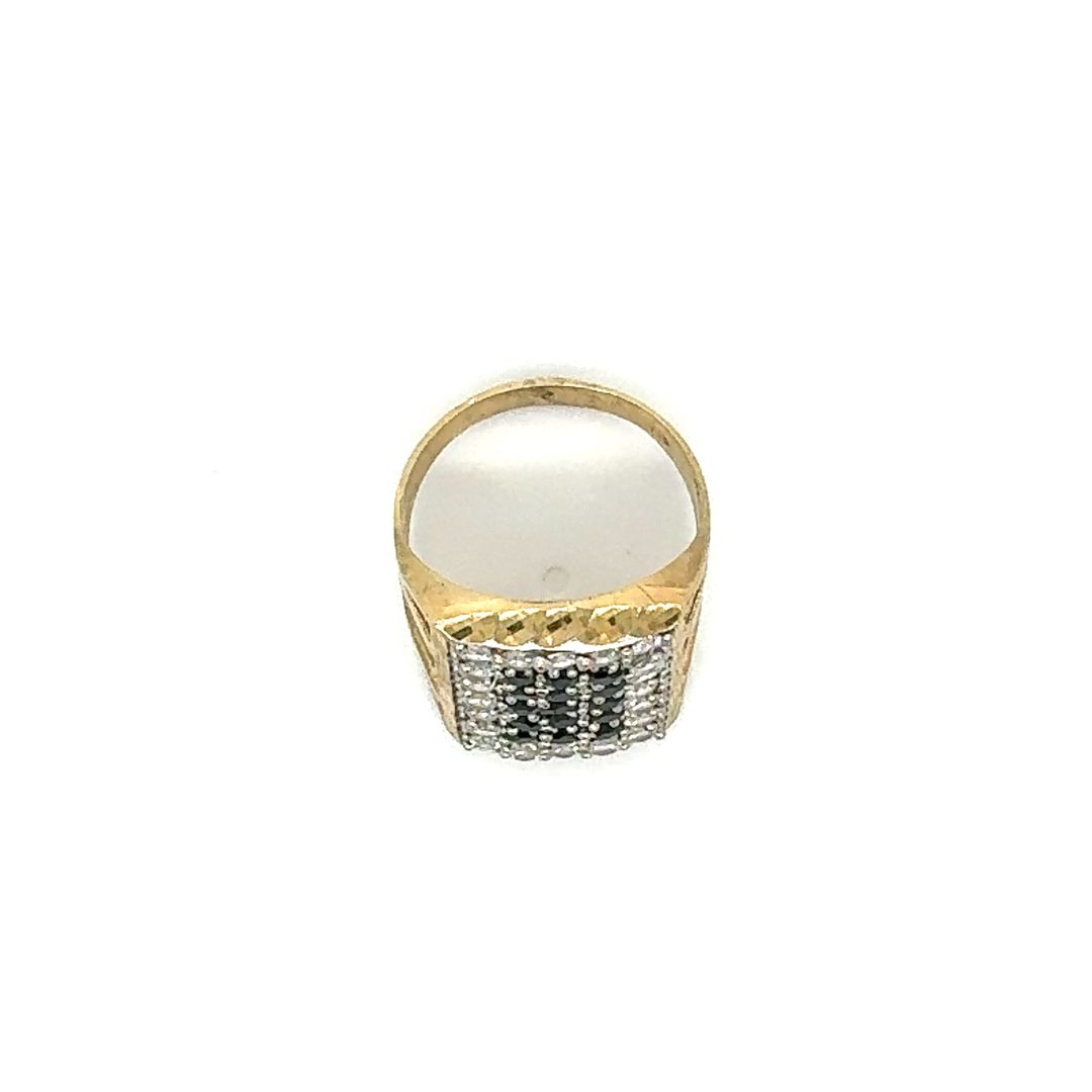 10K Men's Black Stone Gold Statement Ring