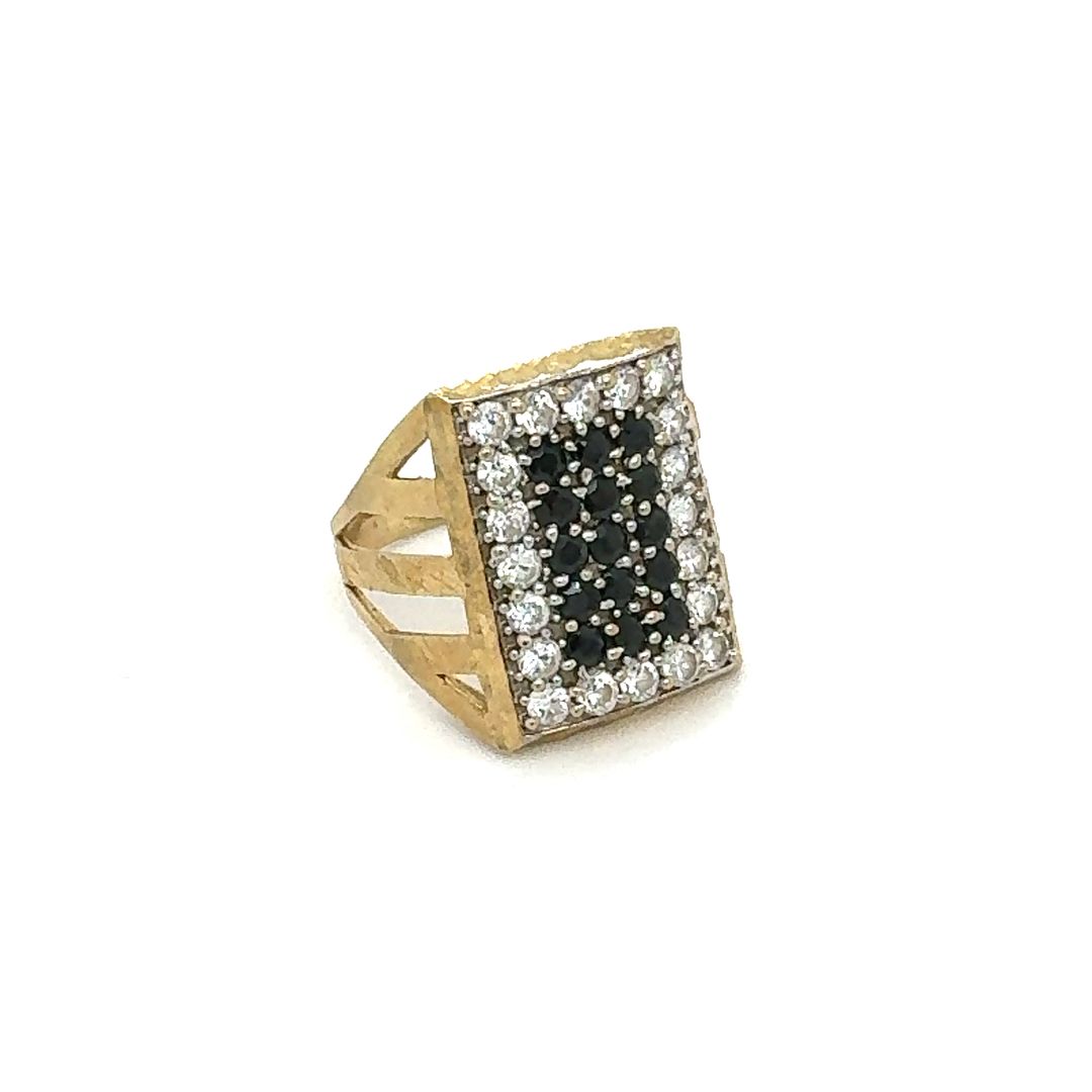 10K Men's Black Stone Gold Statement Ring