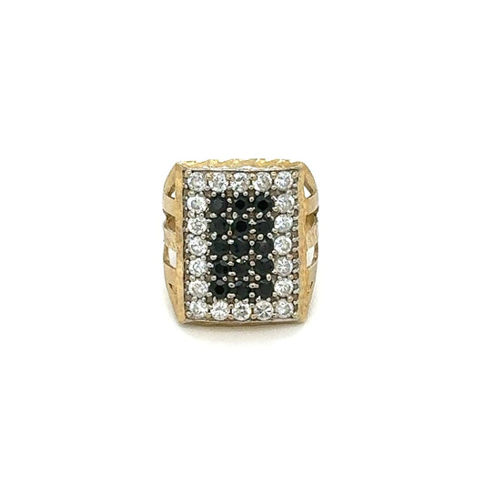 10K Men's Black Stone Gold Statement Ring