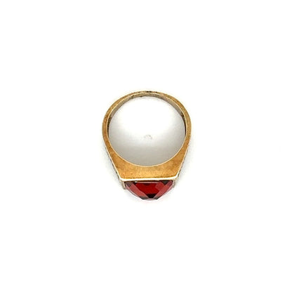 10K Classic Red Square Stone Cut Gold Ring