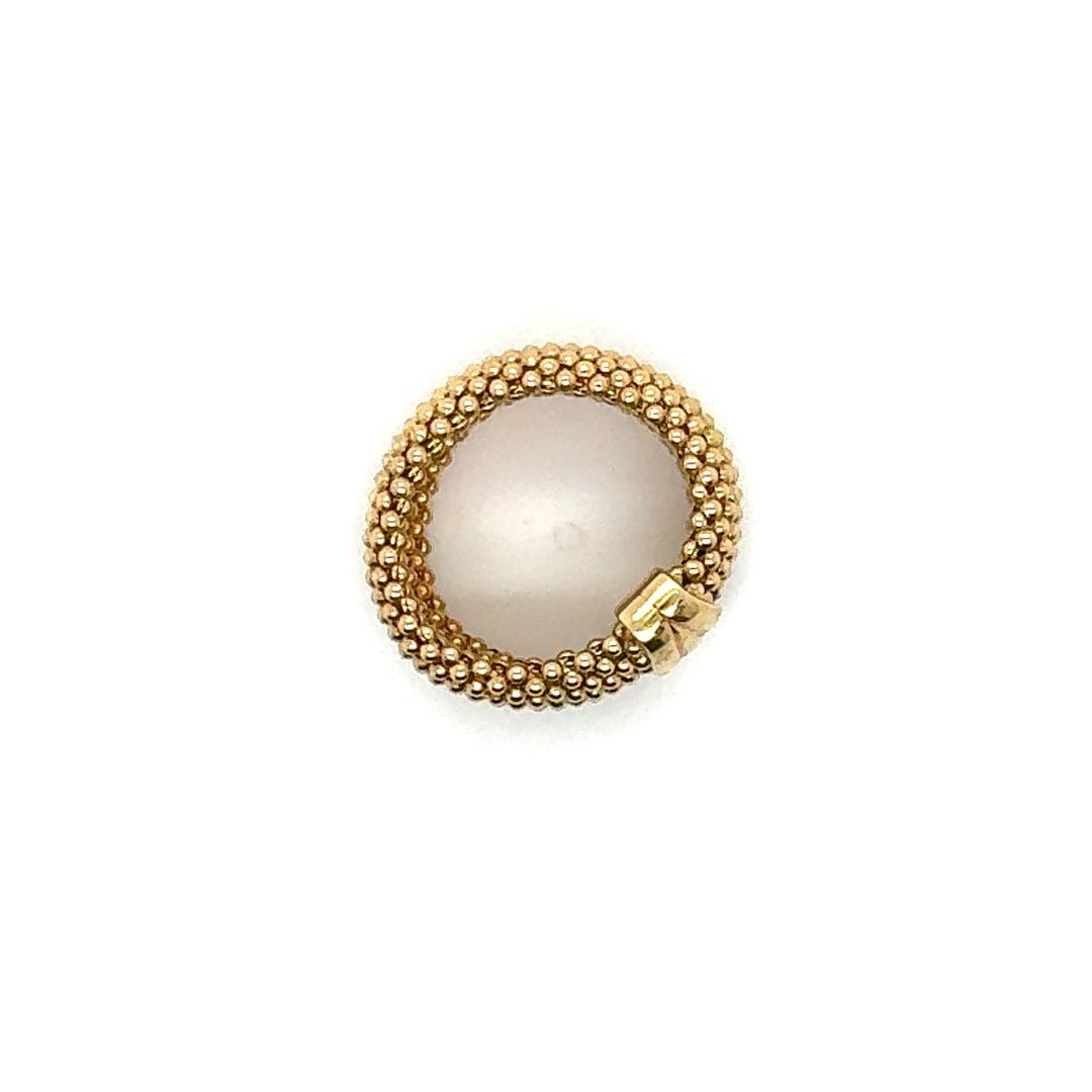 14K Gold Mesh Beaded Ring with Clasp Accent