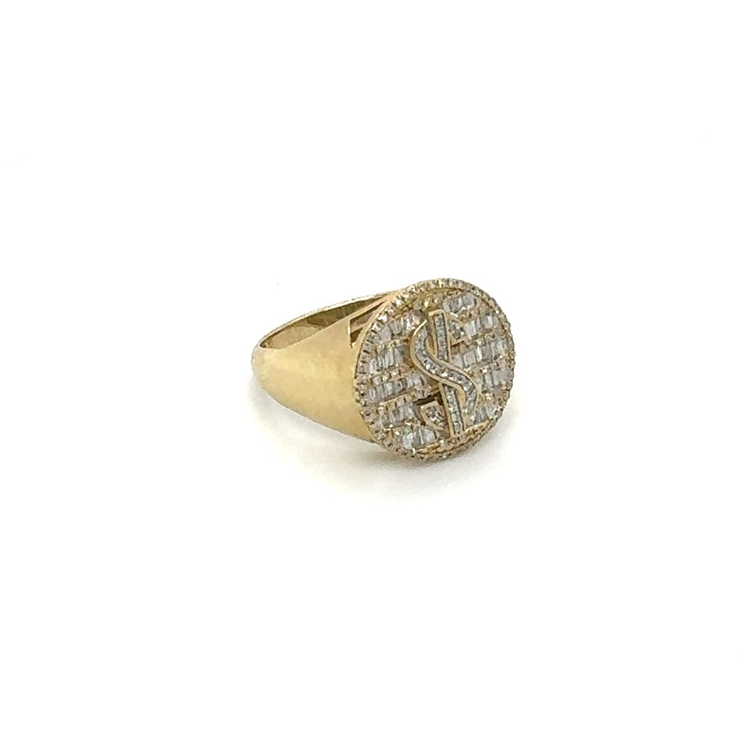 10K Gold Dollar Sign Diamond Ring 0.50CT