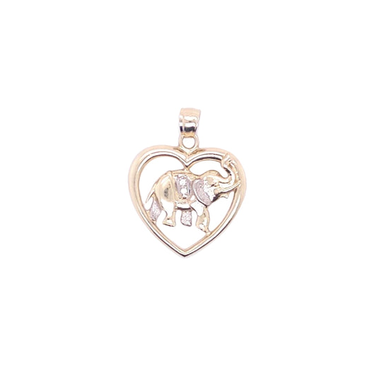 14K  Heart Elephant Inside Charm