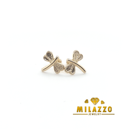 14K Dragon-fly Earrings